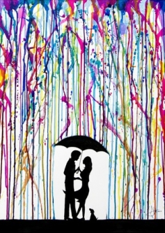 Watercolour Rain Poster by Marc Allante