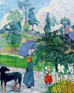Breton Landscape with Dog by Paul  Gauguin