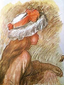 Girl in White Hat by Pierre Auguste Renoir
