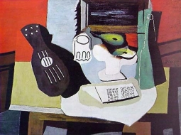 Guitar, Glass & Fruit Dish by Pablo Picasso