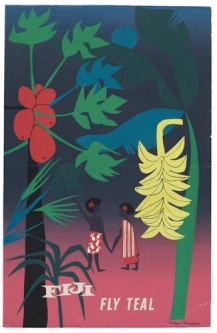 Fiji - Fly Teal Vintage Poster