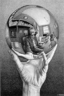Hand with Reflecting Sphere by MC Escher