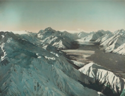 Handcoloured Photograph of Mt Cook from the Air