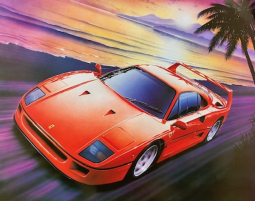 Retro Car Poster - Ferrari 348