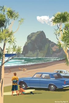 Retro Poster "Piha 1969" by Terry Moyle and Rosie Louise