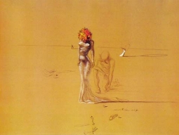 Female figure with head of flowers by Salvador Dali