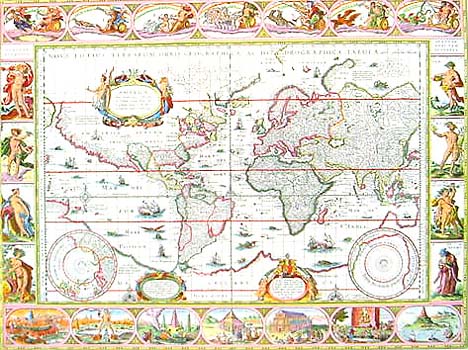 The World 1640 By Willem Blaeu: New Zealand Fine Prints