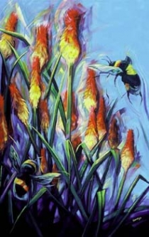 Bumblebees and Red Hot Pokers by Carolyn Morgan