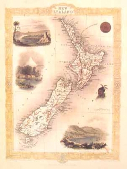 Vintage New Zealand Map by John Rapkin