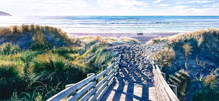 Walkway to Ocean Beach 3 by Jane Galloway: New Zealand Fine Prints