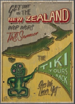 NZ Tiki Tour Kiwiana art print by Jason Kelly