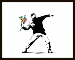 Framed Flower Thrower Print by Banksy
