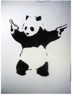 Panda with Guns Graffiti Art Print