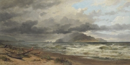 Waka on the shore of Cook Strait by Nicholas Chevalier