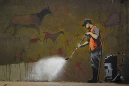Print of Banksy's Cleaning Cave Drawings