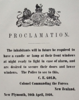 Proclamation: New Plymouth 1860