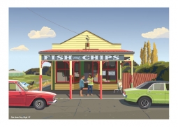 Kaitangata Fish & Chips Shop Print by Rosie Louise and Terry Moyle
