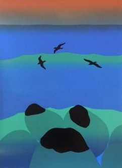 Three Dark Gulls, Three Dark Rocks by Michael Smither