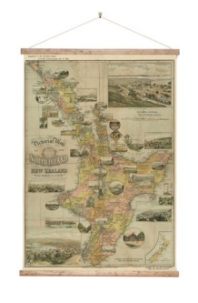 North Island Vintage Wall Map on Canvas