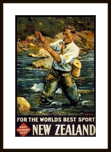 Framed Vintage Poster - NZ Fly Fishing